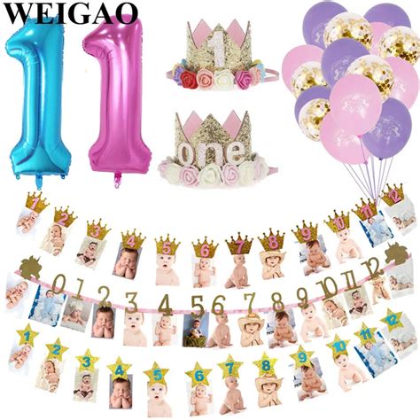 Weigao Baby Shower Photo Frame Banner First Birthday Decorations 1st