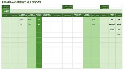 Change Management Excel Template