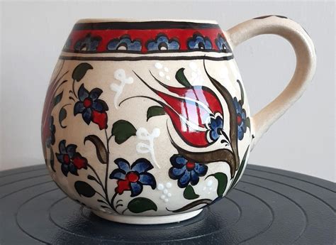 Turkish Hand Painted Ceramic Coffee Mug 95 Cm Of Length Etsy UK