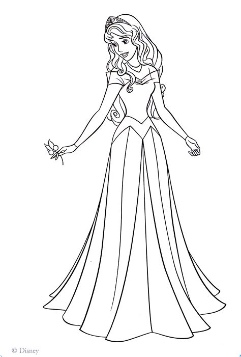 Vector objects on a white background. Princess aurora coloring pages to download and print for free