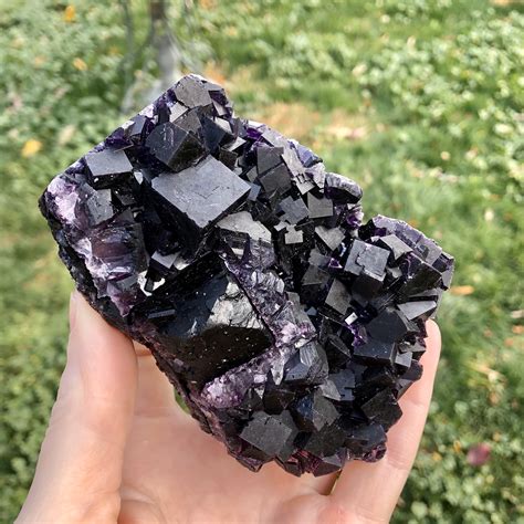 344g Deep Purple Cubic Fluorite Crystal Cluster Specimen