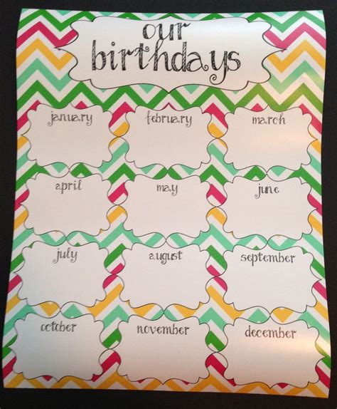 The 16x20 Chevron Birthday Chart I Made On Powerpoint For My Classroom