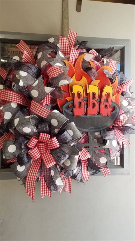Summer Bbq Grill Wreath Fathers Day Wreath 4th Of July Etsy