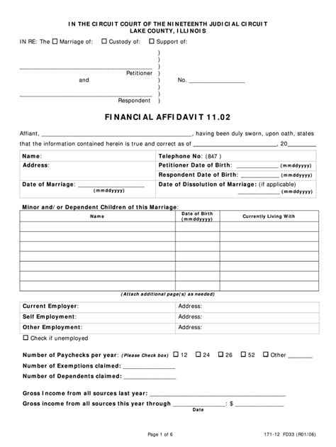 Financial Affidavit Illinois Form Printable Printable Forms Free Online