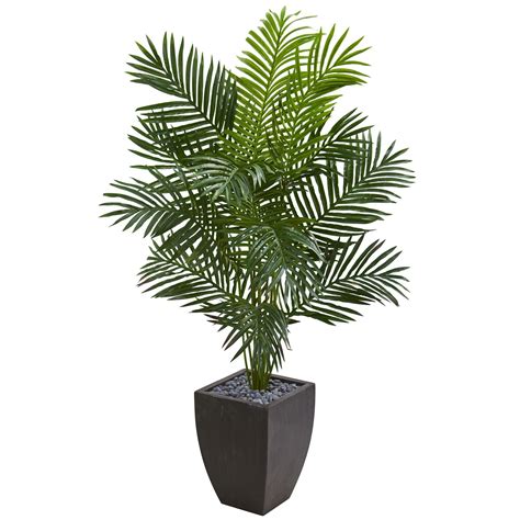 55 Paradise Artificial Palm Tree In Black Planter Nearly Natural