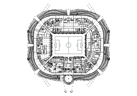 Four Level Sports Stadium Architecture Layout Plan Details Dwg File