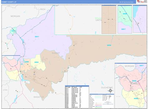 Summit County Ut Wall Map Color Cast Style By Marketmaps