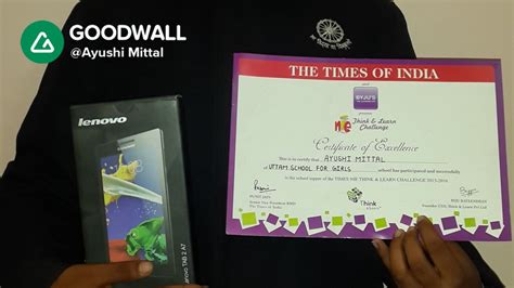Ayushi Mittals Post On Goodwall Received The School Topper Award In
