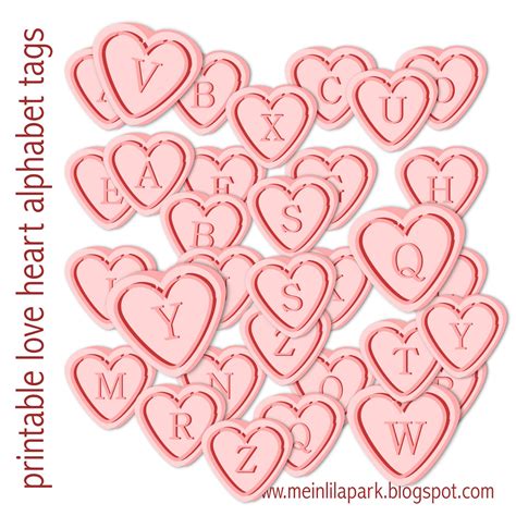 Free Printable Alphabet Letter Tags Love Hearts Ausdruckbare