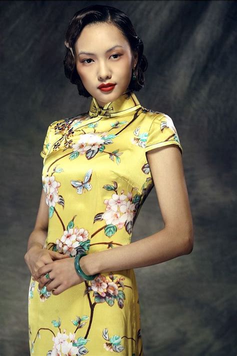silk satin classic cheongsam yellow by annularrings on etsy asian style dress traditional