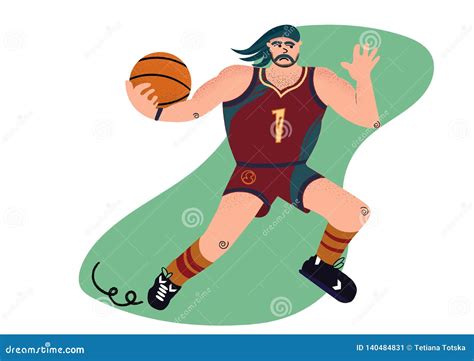 Cartoon Basketball Player Trying To Pass The Ball Stock Illustration