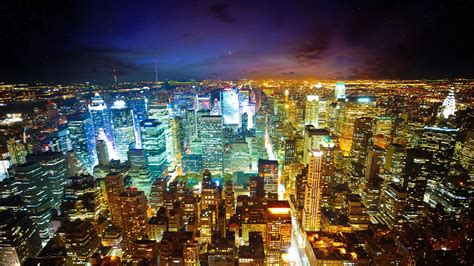 Download Colorful Lights New York City Night View Wallpaper