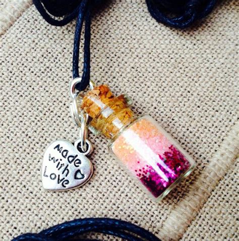Tiny Bottle Necklace Glitter With Images Bottle Necklace Diy