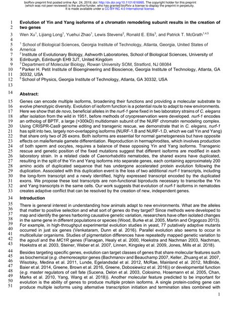 pdf evolution of yin and yang isoforms of a chromatin remodeling subunit results in the