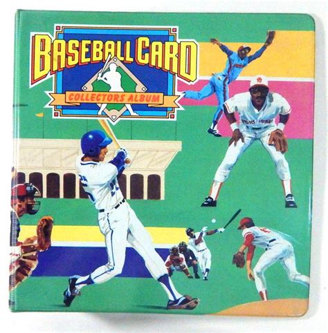 Search baseball card values from publishers topps, panini and leaf. Baseball Card Collectors Album with colorful baseball players on cover