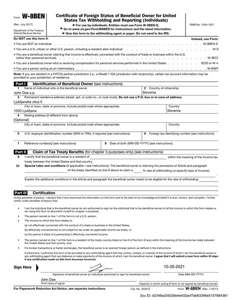 How Should An Engineer Fill Out W 8ben Form