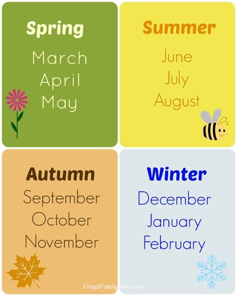 Teaching The Seasons And Months Free Printable English Lessons For