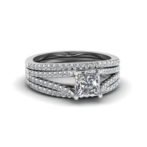 Princess cut 950 platinum 2.00 ct diamond band solitaire wedding ring sets 5 6 7. Princess Cut Cheap Trio Bridal Sets For Women With Black ...