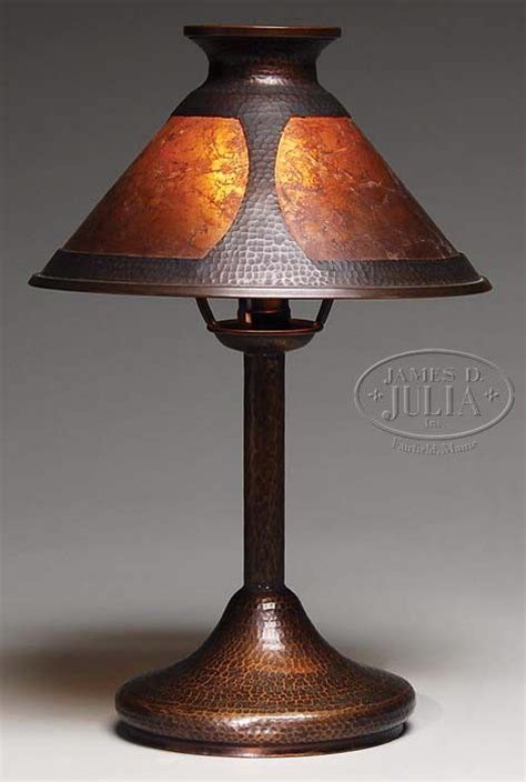 Arts And Crafts Hammered Copper Lamp With Mica Shade Copper Lamps