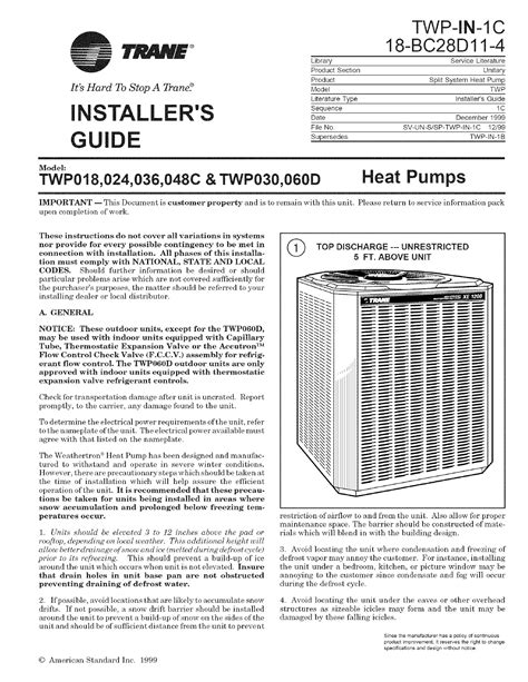 Trane Air Conditionerheat Pumpoutside Unit Manual L0802003