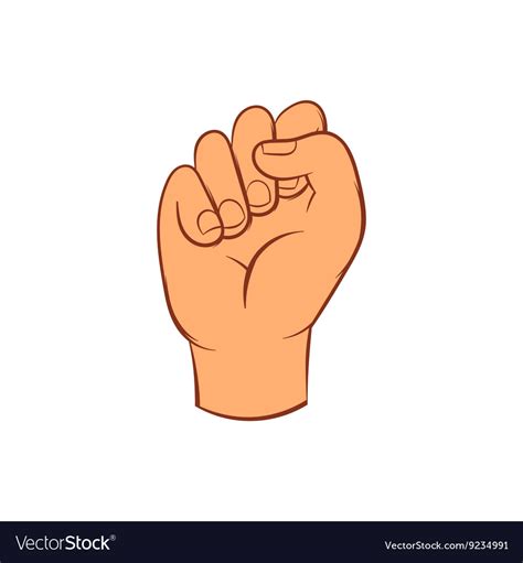 Hand With Clenched Fist Icon Cartoon Style Vector Image