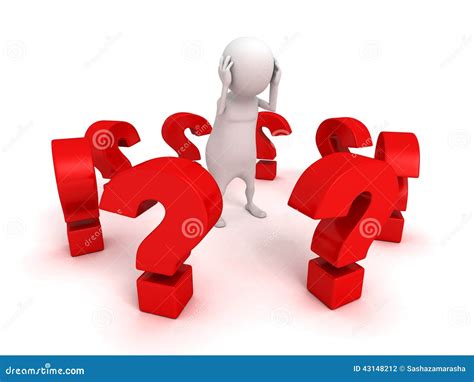 White 3d Man Surrounded Red Problem Question Marks Stock Illustration