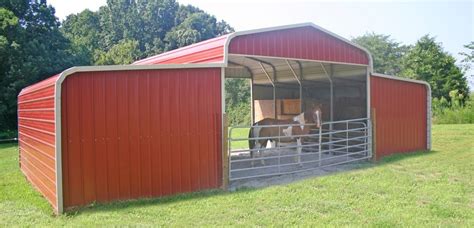Carports protect your tractor and other large equipment from weather damage, while huge barns 100 feet or longer can hold over a hundred head of cattle at once. Carolina Carports Barns | Metal horse barns, Horse barns ...