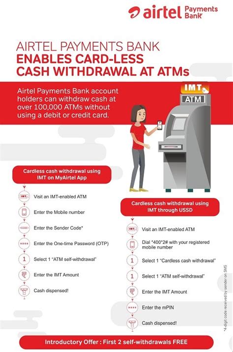 The worst of the credit card is, when you drop cash with your credit card from atm, the. Airtel Payments Bank users can now withdraw cash from ATMs without using a debit/credit card