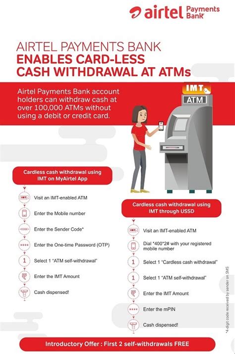 You can use this card anywhere visa is accepted. Airtel Payments Bank users can now withdraw cash from ATMs ...