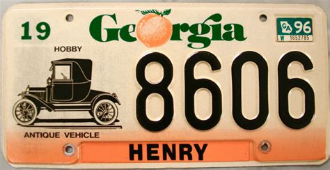 1996 Georgia Antique Vehicle License Plate 8606