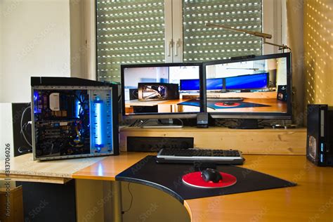 Pc Personal Computer With 2 Flat Screens Modding And Picture Of The