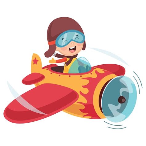 Premium Vector Vector Illustration Of Kid Operating Plane