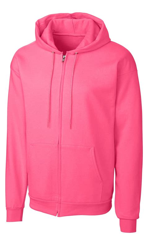 Adidas Clique Mens Basics Fleece Full Zip Hoodie Neon Pink M
