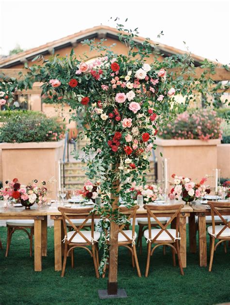 Red Done Oh So Right In This Rancho Valencia Resort And Spa Wedding In 2020 Red Wedding Flowers