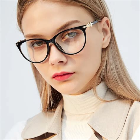 Fashion Brand Women Cat Eye Plain Glasses Women Clear Glasses Optical Glasses Frame Diamond