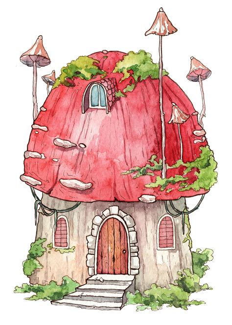 Artstation Mushroom House Daria Doroshchuk Cute Art Mushroom