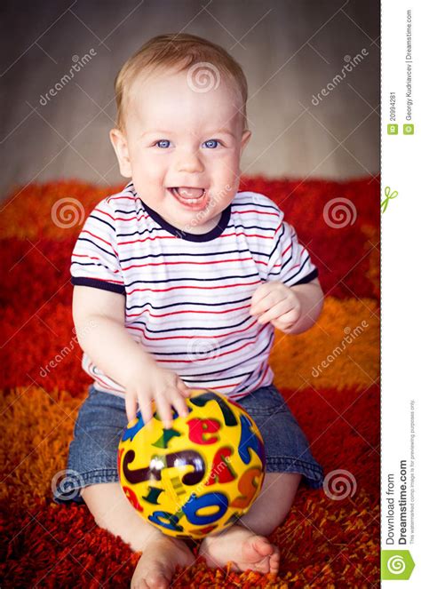 Baby Playing With A Ball Stock Image Image Of Innocence 20994281