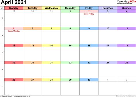 Click on the april holidays listed in blue for more details. Calendar April 2021 UK, Bank Holidays, Excel/PDF/Word ...