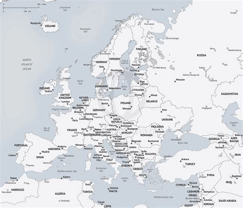 Vector Map of Europe in Minimalist style| One Stop Map