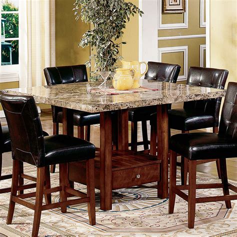 Steve Silver Montibello Marble Top Counter Height Storage Dining Table