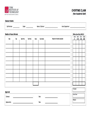 Copy of cover note or policy. Fillable Online H03.2 - Overtime Claim Form 17.06.15 ...