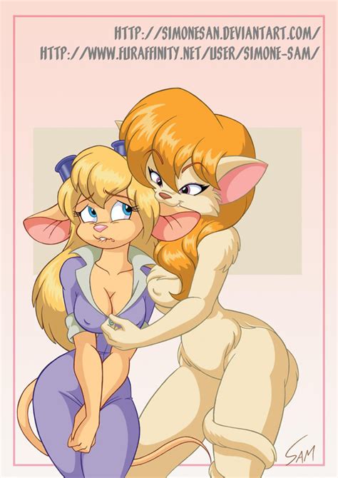 Rule 34 2girls Anthro Anthrofied Biting Lip Blonde Hair Blue Eyes Breasts Busty Catgirl Chip