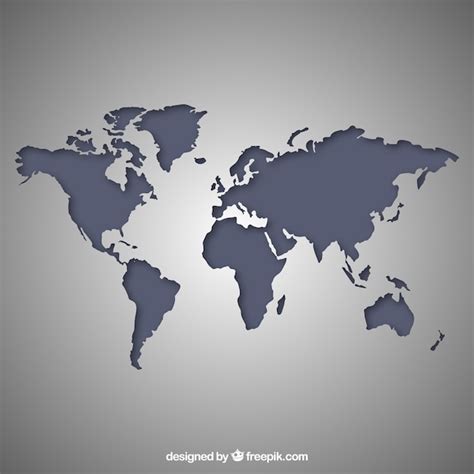 Grey World Map Vector Free Download