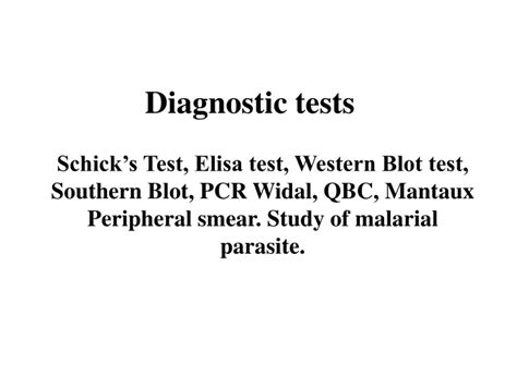 Ppt Diagnostic Tests Powerpoint Presentation Free Download Id9420164