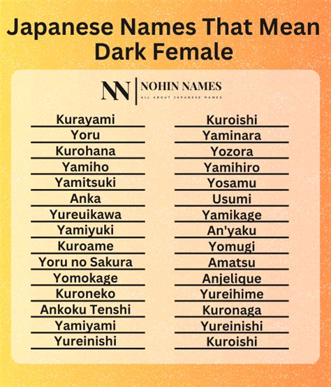 Japanese Names That Mean Dark Female Nihon Names
