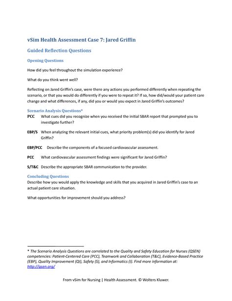 V Sim2 Vfdvsdfg VSim Health Assessment Case 7 Jared Griffin Guided