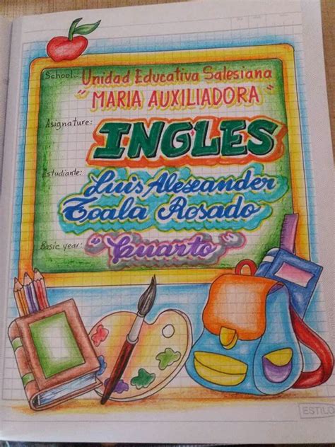 Carátula Para Inglés Con Dibujos Que Puedes Copiar Notebook Art