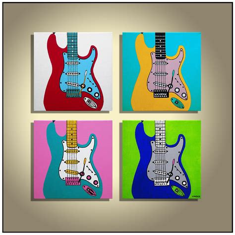 Pop Art Guitar Painting Music Art Colorful Painting Original Guitar