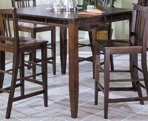 A round table doesn't, however, does command the eye: Warm Espresso Finish Modern Pub Dining Table w/Optional Chairs