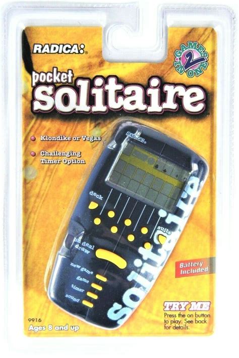 Radica Pocket Solitaire 9916 Electronic Handheld Game Klondike Vegas